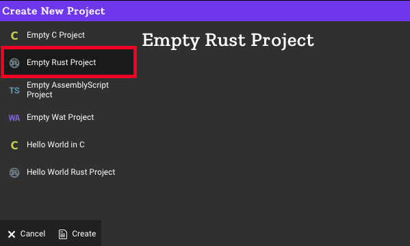 wasm studio create project assistant